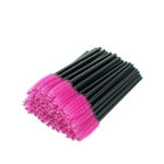 Disposable Mascara Wands x50 with Black Wand Handle and Pink Fuscia Tip